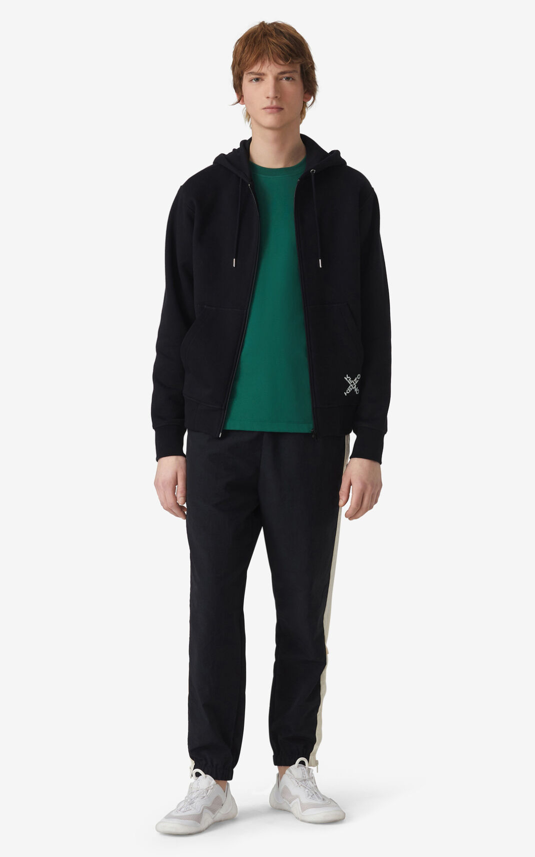 Sudaderas Con Capucha Kenzo Sport Little X zipped Hombre Negras GOI361087